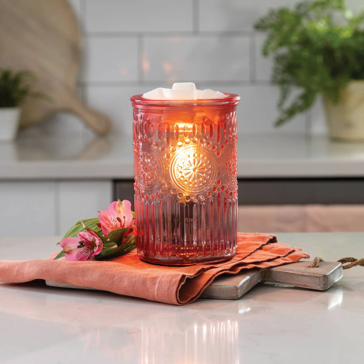Wax Warmer - Pink Vintage Parisian Glass