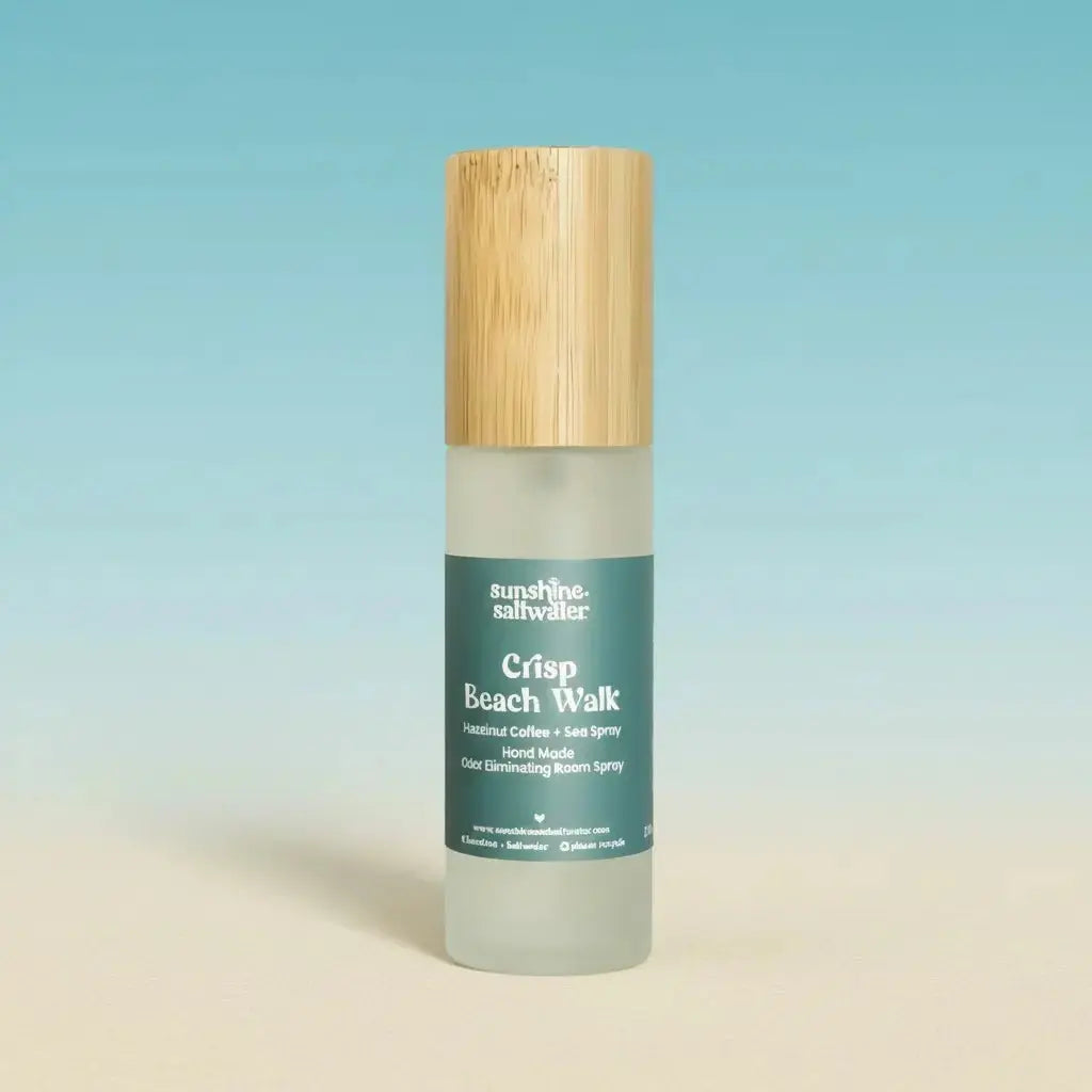Crisp Beach Walk hazelnut coffee and sea spray Room + Car Spray by Sunshine + Saltwater