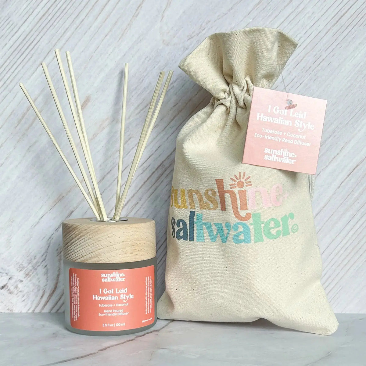 hawaiian coconut reed diffuser gift bag for beach lovers