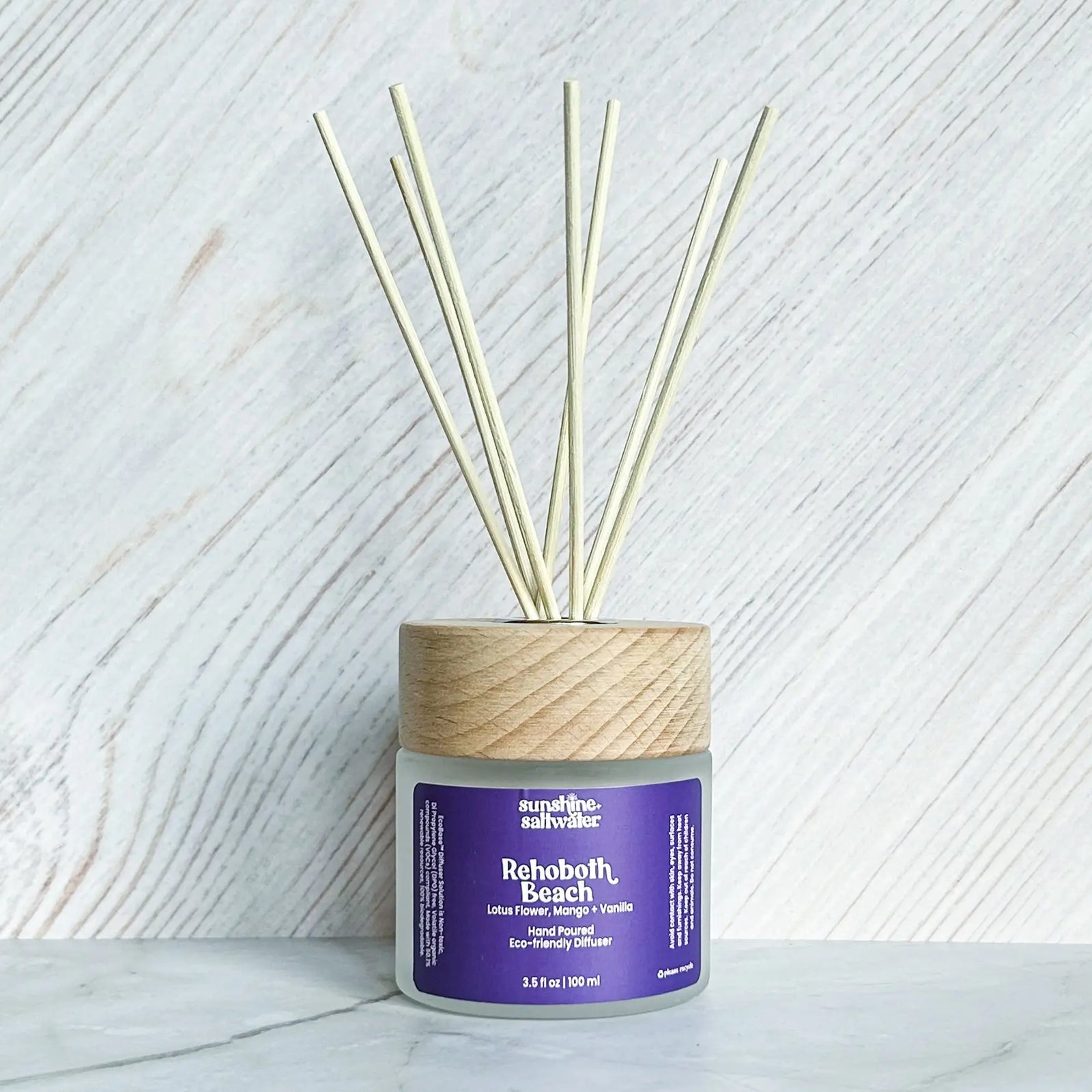 Rehobeth Beach reed diffusers with mango, lotus flower, and vanilla