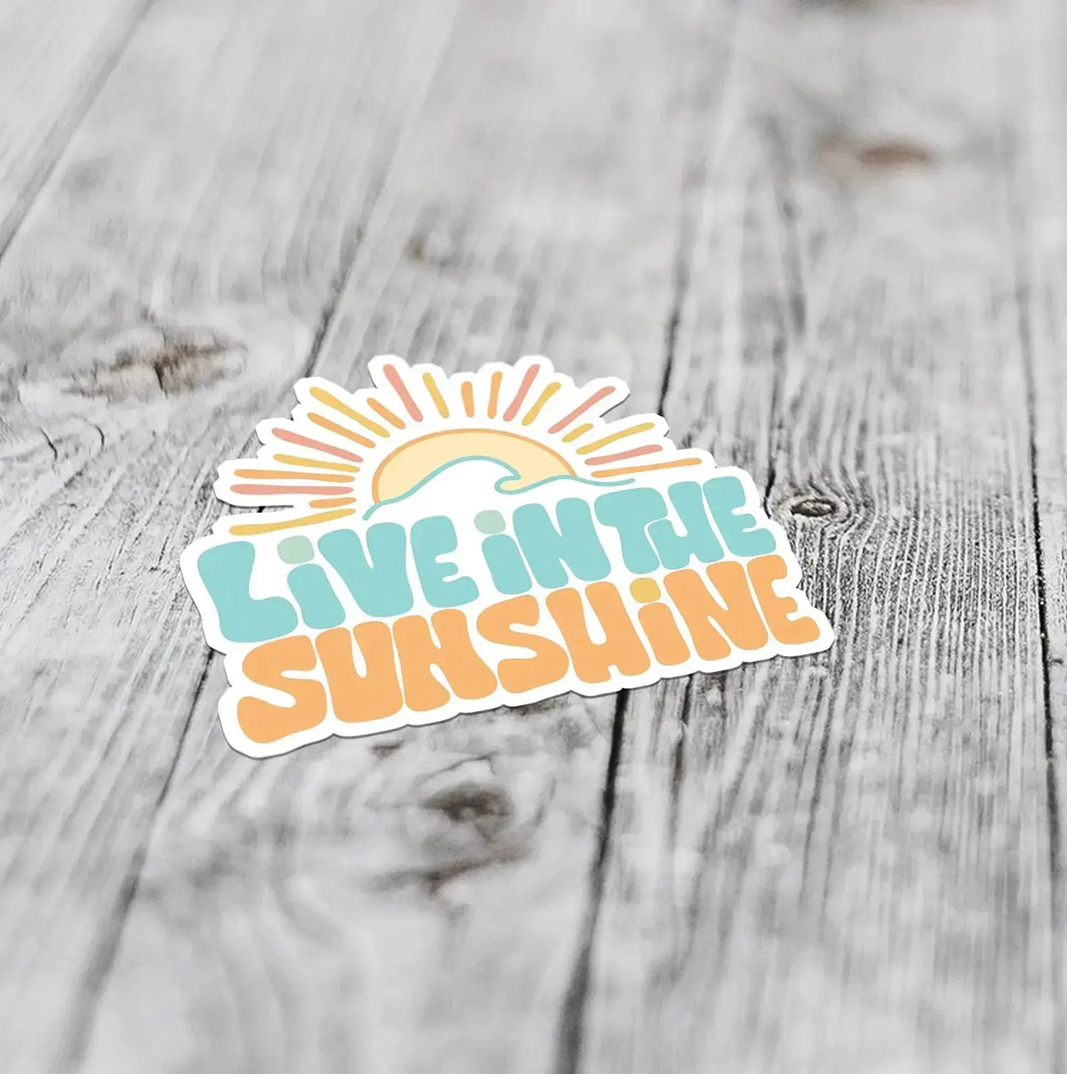 live in the sunshine sticker flat lay
