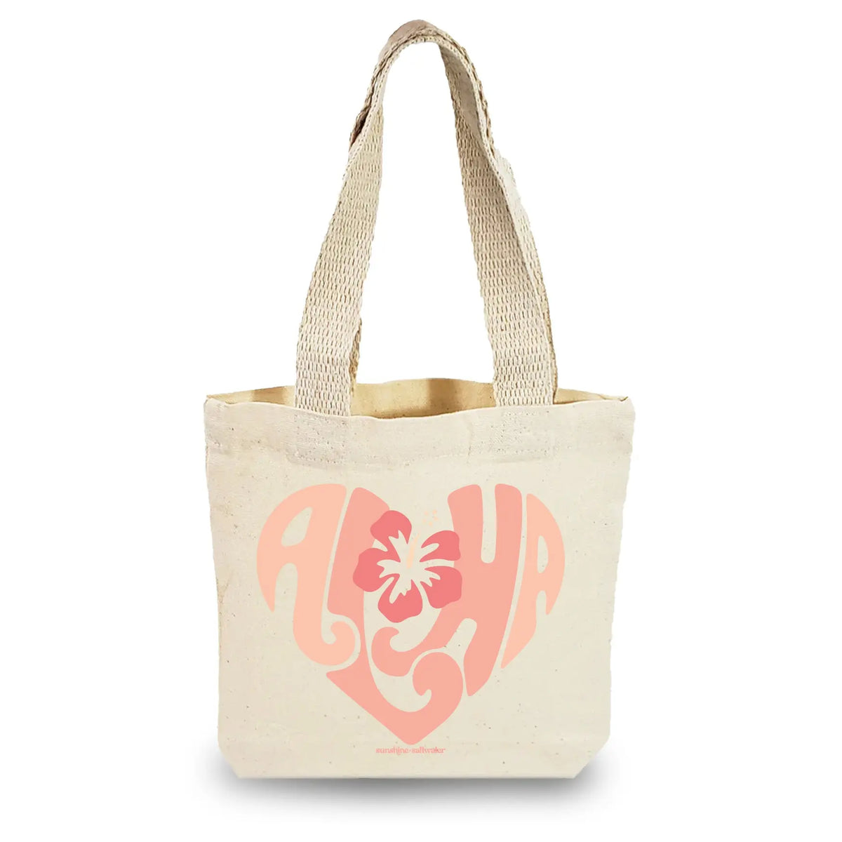 aloha tote bag on mini canvas gift bag