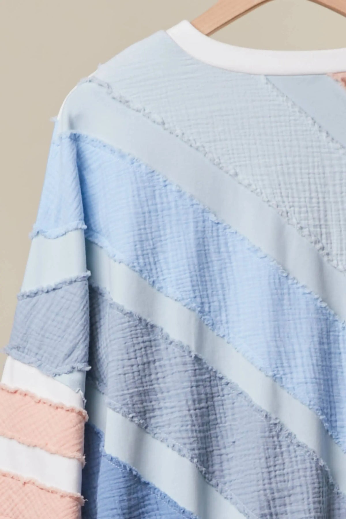 COLORBLOCK TEXTURED STRIPE PULLOVER TOP