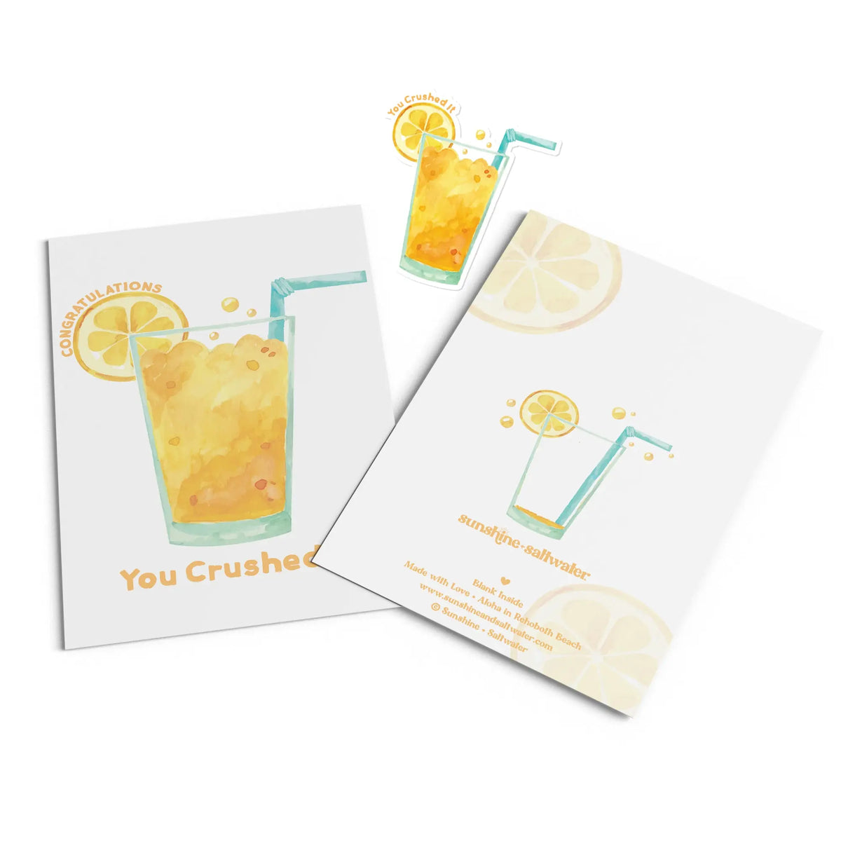 front and back of congratulations you crushed it greeting card