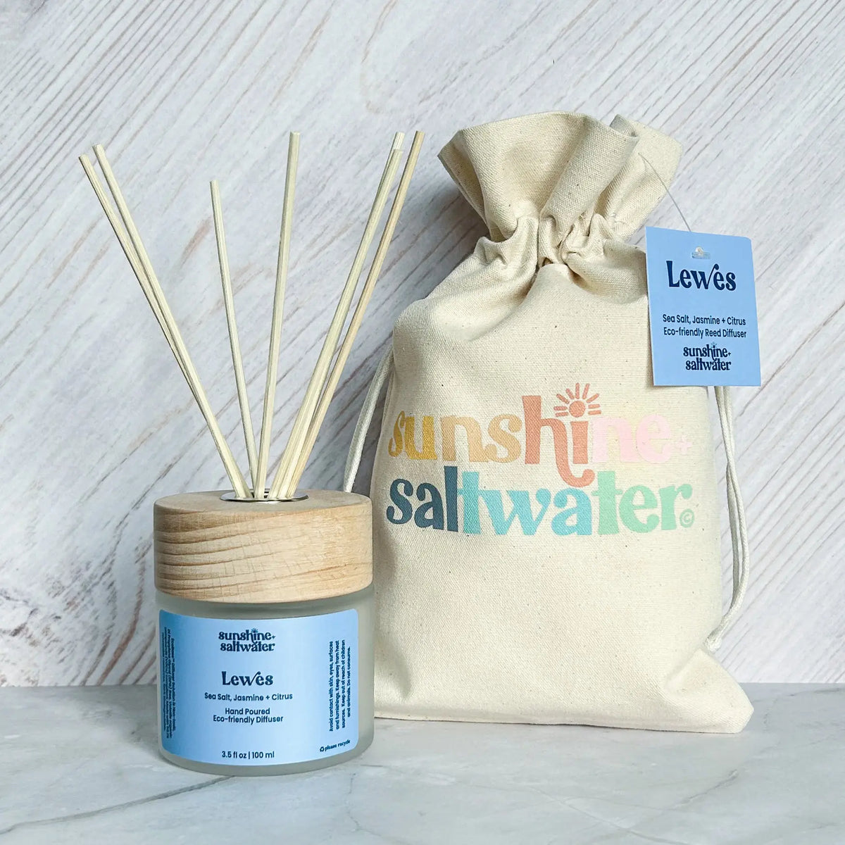 sea salt jasmine and citrus reed diffuser gift bag for beach lovers